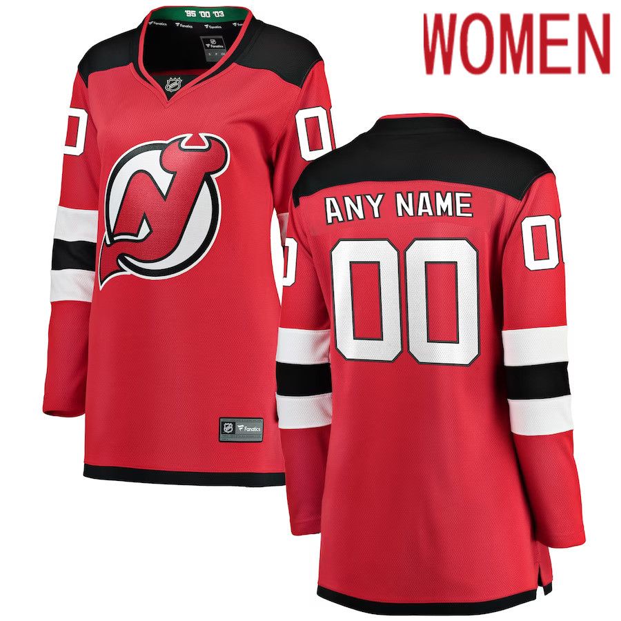 Women New Jersey Devils Fanatics Branded Red Home Breakaway Custom NHL Jersey